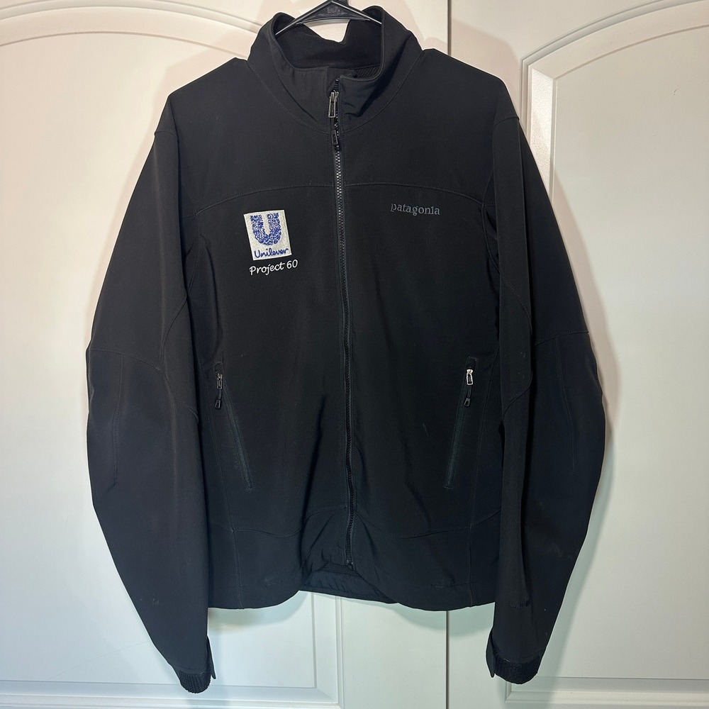 Patagonia Adze Jacket Men's‎ M Black Softshell Polartec Windbloc Full Zip Logo
